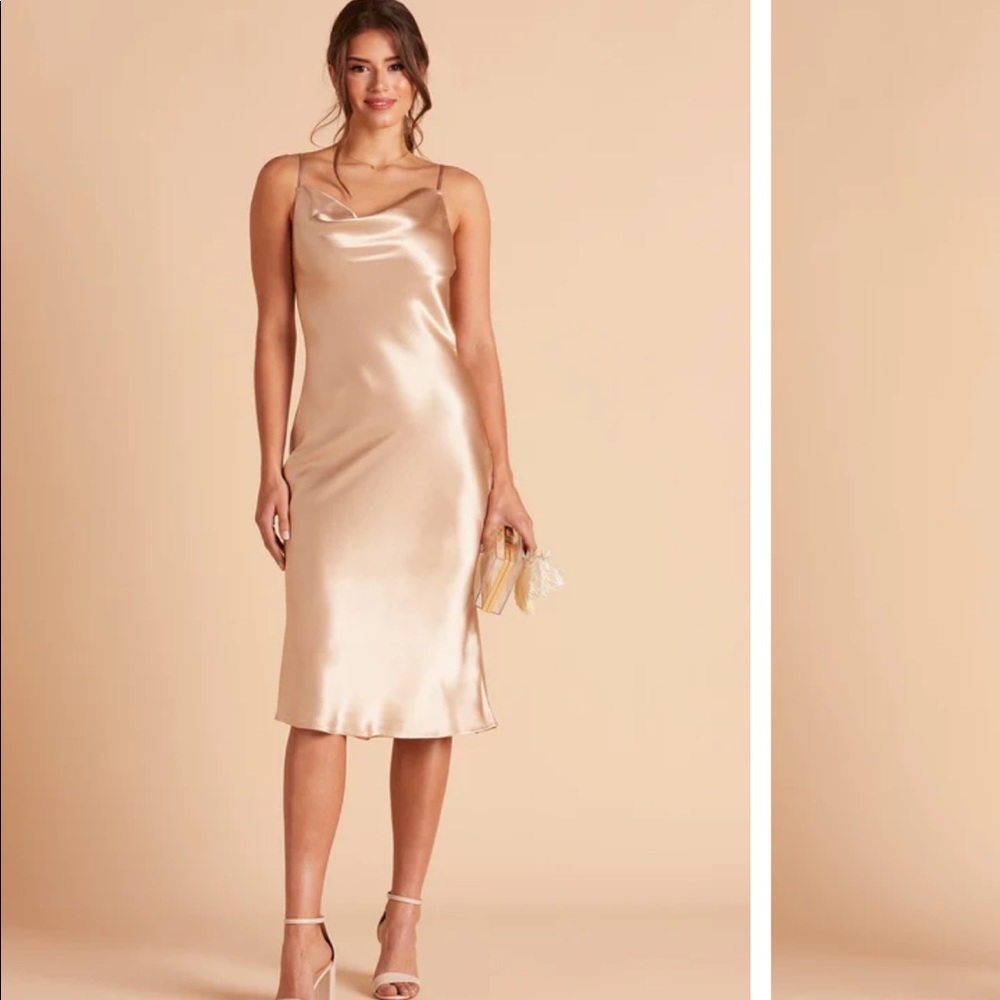Gold Satin Midi Dress